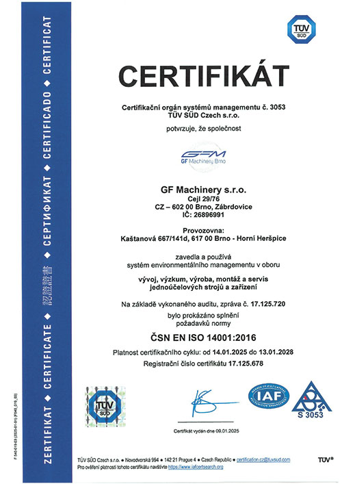 Certifikát ISO 14001