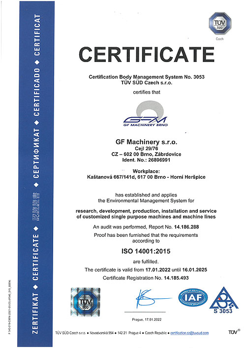 Certificate ISO 14001