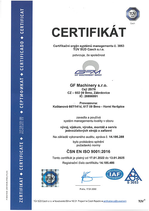 Certifikát ISO 9001