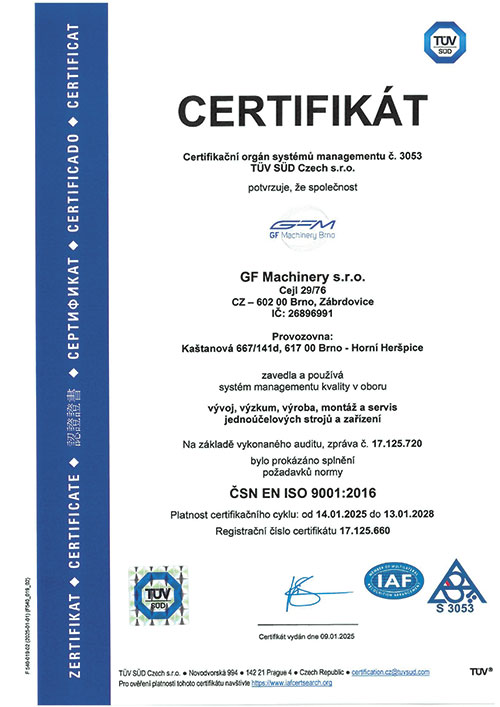Certifikát ISO 9001